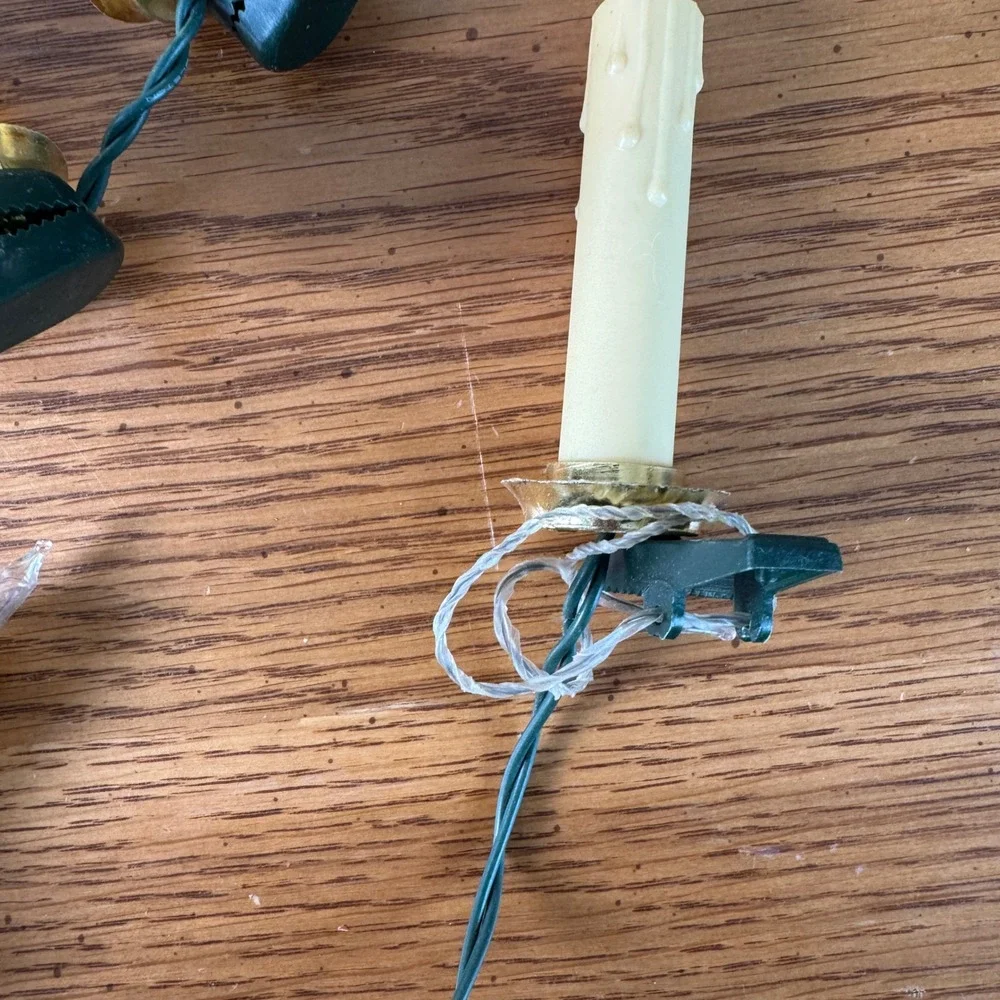 Vintage Candle Clip On Christmas‎ Lights Green Wire 100